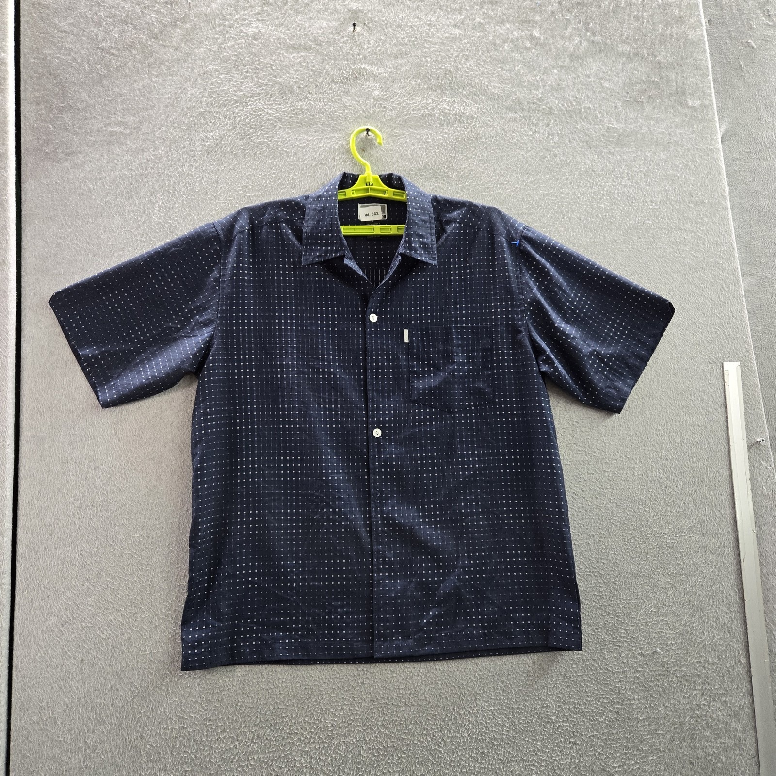 Quiksilver Men Button Up Shirt M Blue Geometric Short Sleeve Logo
